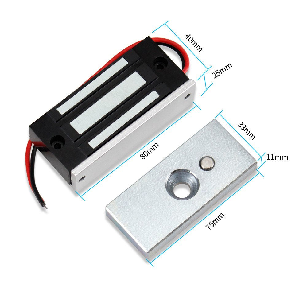 HFeng Electric 60KG Magnetic Lock DC12V Mini Electromagnetic Lock Cabinet Door Access Control System kit 130lbs Holding Force