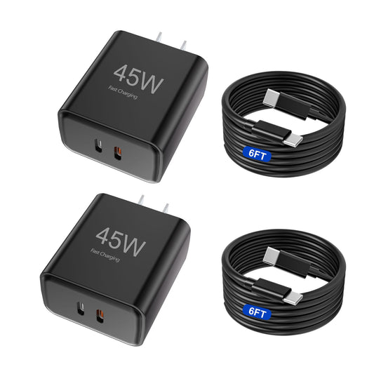 Fast Wall Charger, 6FT Type c Cables with Type C Charger Fast Charging Blocks, 45W C Port Charger for Samsung Galaxy S26/S25 Ultra/Z Fold7/Z