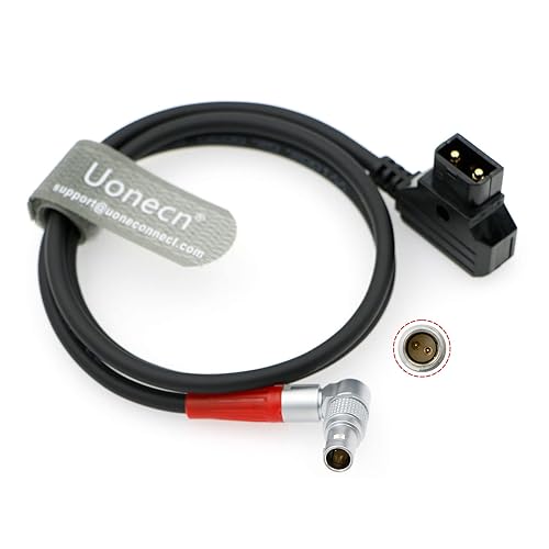 Uonecn for Anton Bauer Power Cable for Zacuto Gratical Eye Viewfinder D-Tap to Rotatable Right Angle 2-Pin Male Cord