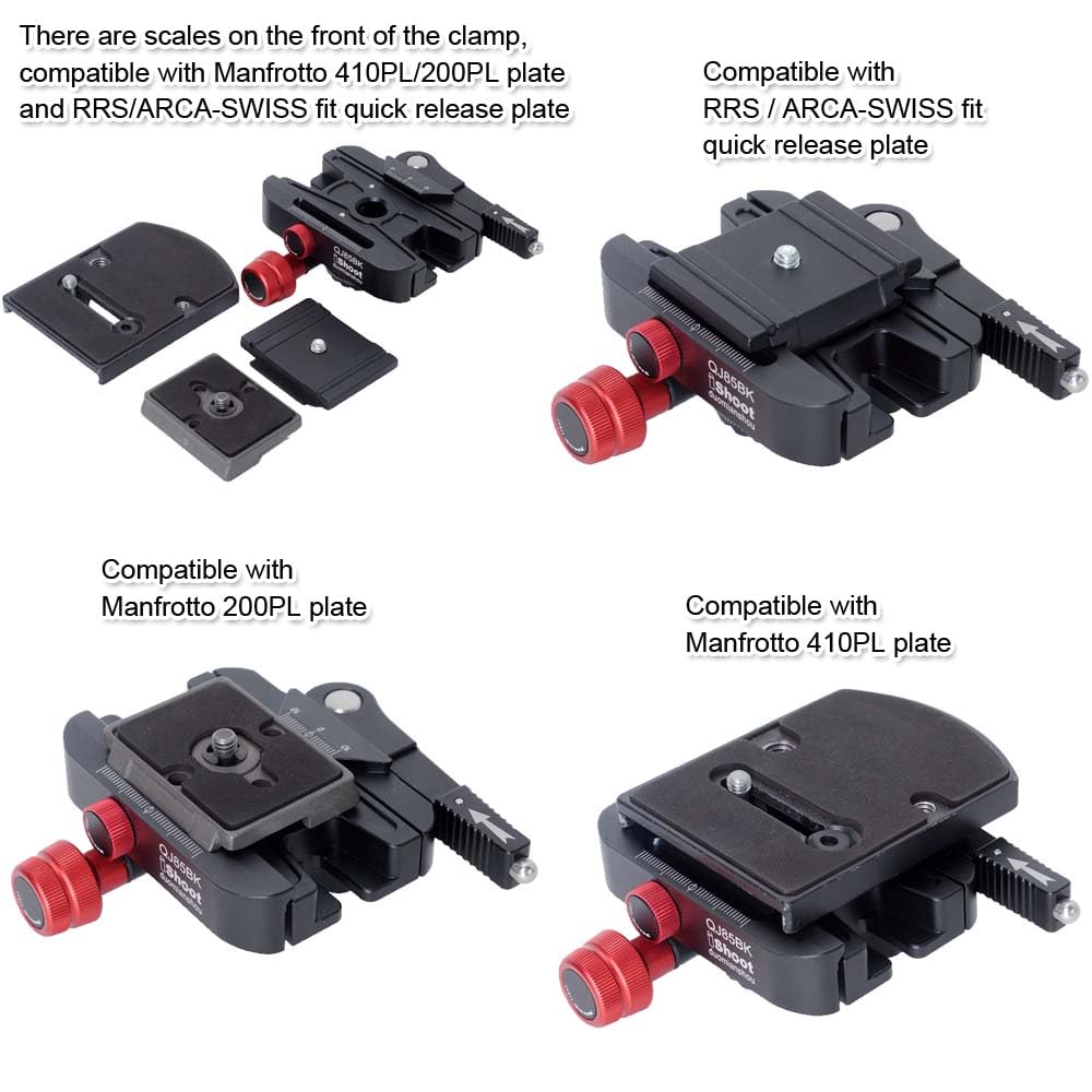iShoot 360°Quick Self-Locked Lever Clamp Converter Adapter Knob Fine-Tuned, Compatible with Manfrotto 200PL/410PL Plate & Arca-Swiss Fit Camera Quick