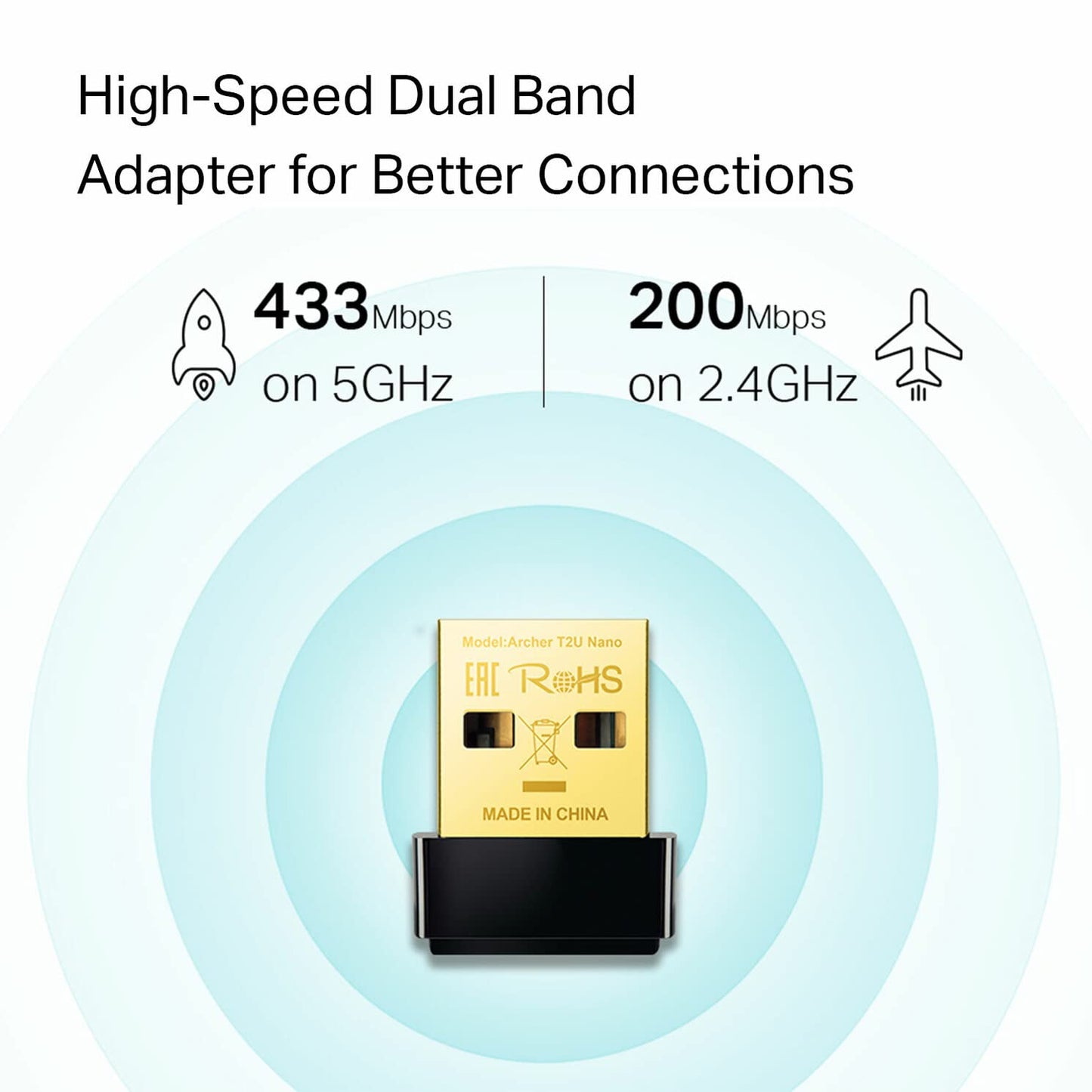 TP-Link Nano AC600 USB WiFi Adapter(Archer T2U Nano)- 2.4G/5G Dual Band Wireless Network Transceiver for PC Desktop, Travel Size, Supports Windows