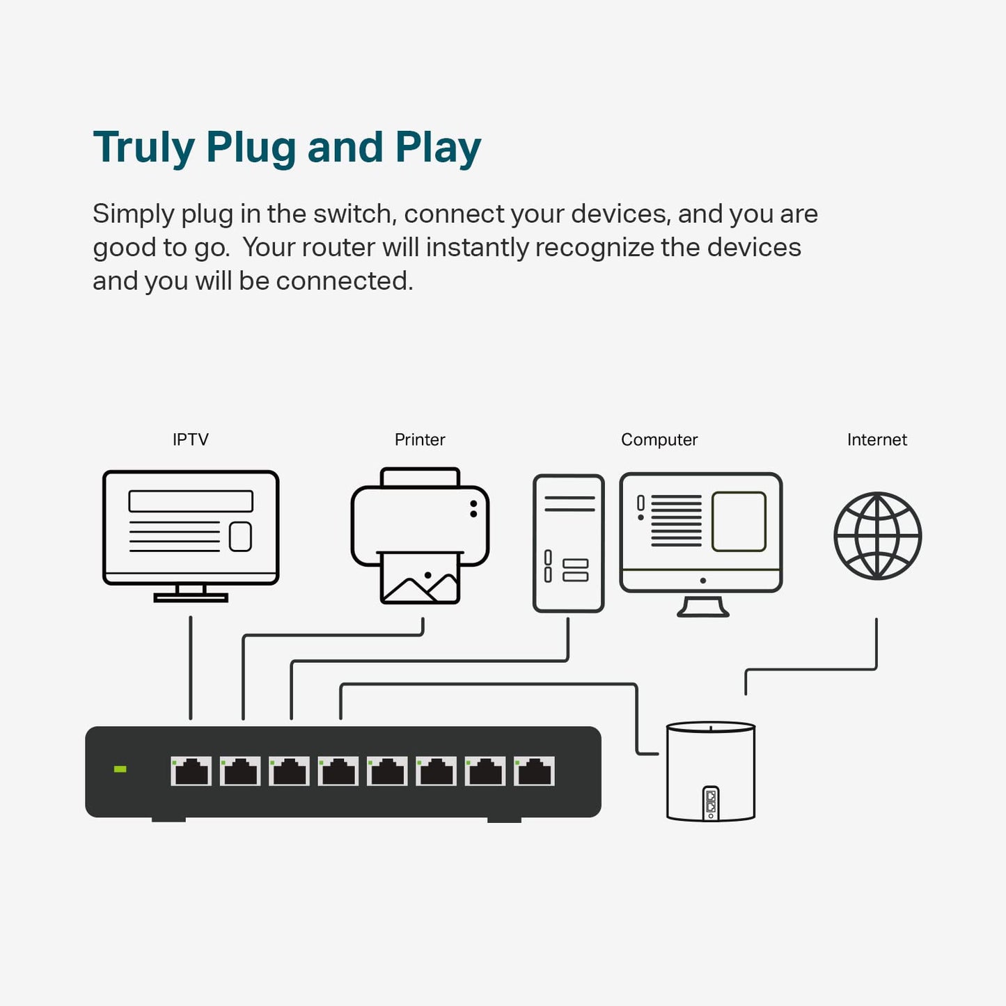 TP-Link TL-SG108S, 8 Port Gigabit Ethernet Switch, Desktop/Wall Mount