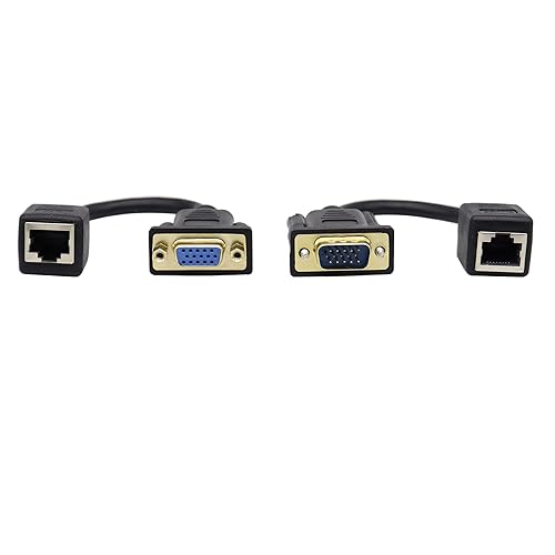 ZUYOOK VGA to RJ45 Adapter Cable RJ45 to VGA Cable, VGA 15-Pin Port Female&Male to RJ45 Female Cat5/6 Ethernet LAN Console for Multimedia