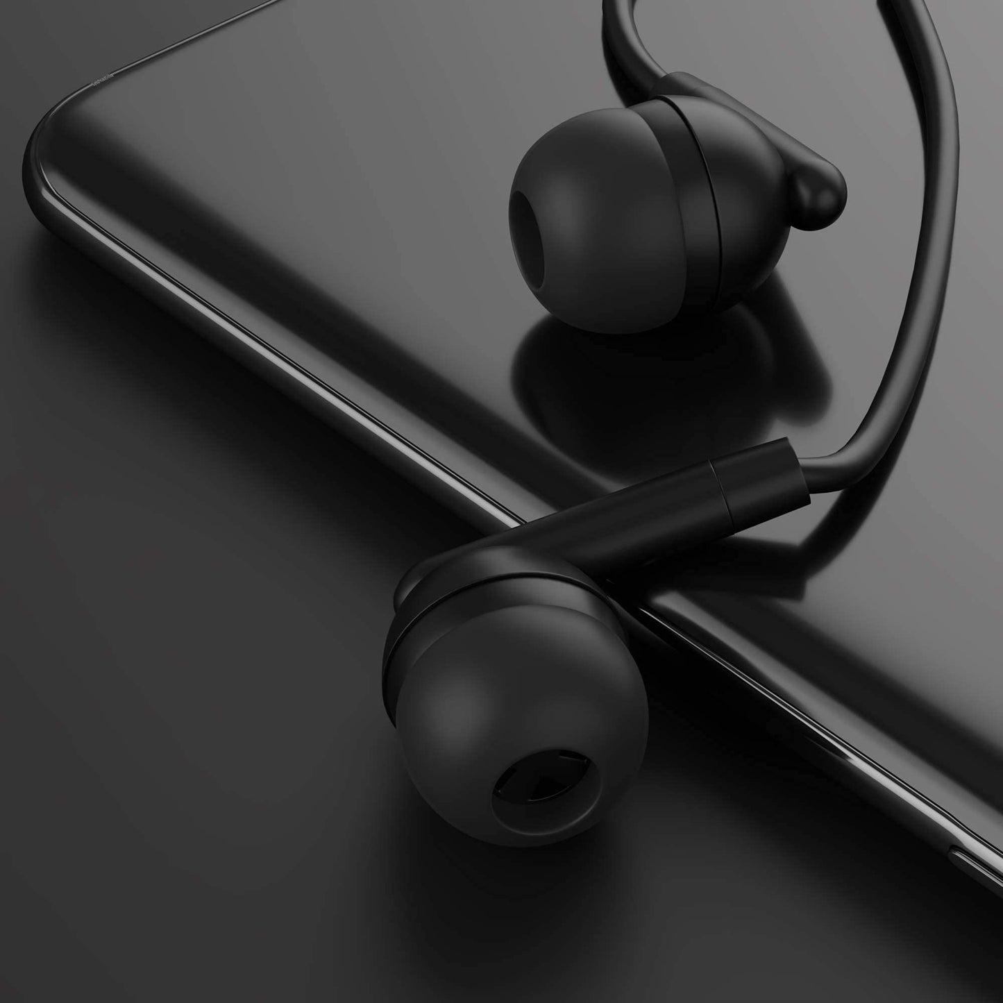 Maeline Bulk Earbuds with 3.5 mm Headphone Plug - 50 Pack Wholesale Bundle - Jet Black