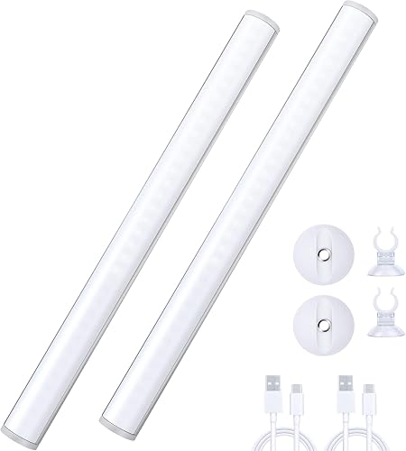Benature LED Mirror Lights Portable Rechargeable Vanity Light 3 Brightness Touch Control Makeup Light for Bathroom Dressing Room 2 Packs
