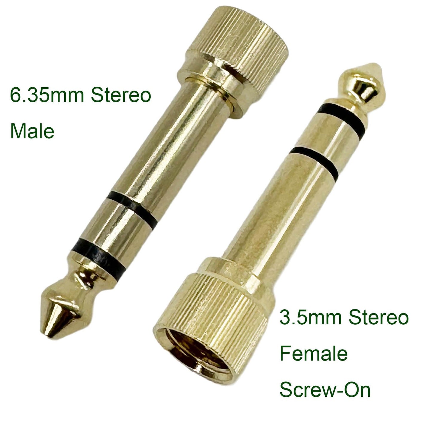 UpperFu 3Pcs Gold Plated 6.35mm 1/4" (1/4 Inch) Stereo Male to 3.5mm 1/8" (1/8 Inch) Female Jack Audio Adapter with Screw On Stereo Phone Screw-On