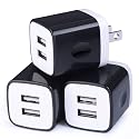 USB Wall Charger, Charging Cube,Sicodo 3Pack Dual Port Charging Block Plug in Cell Phone Charger Box Brick USB Power Adapter for iPhone 17 16 15 14 13