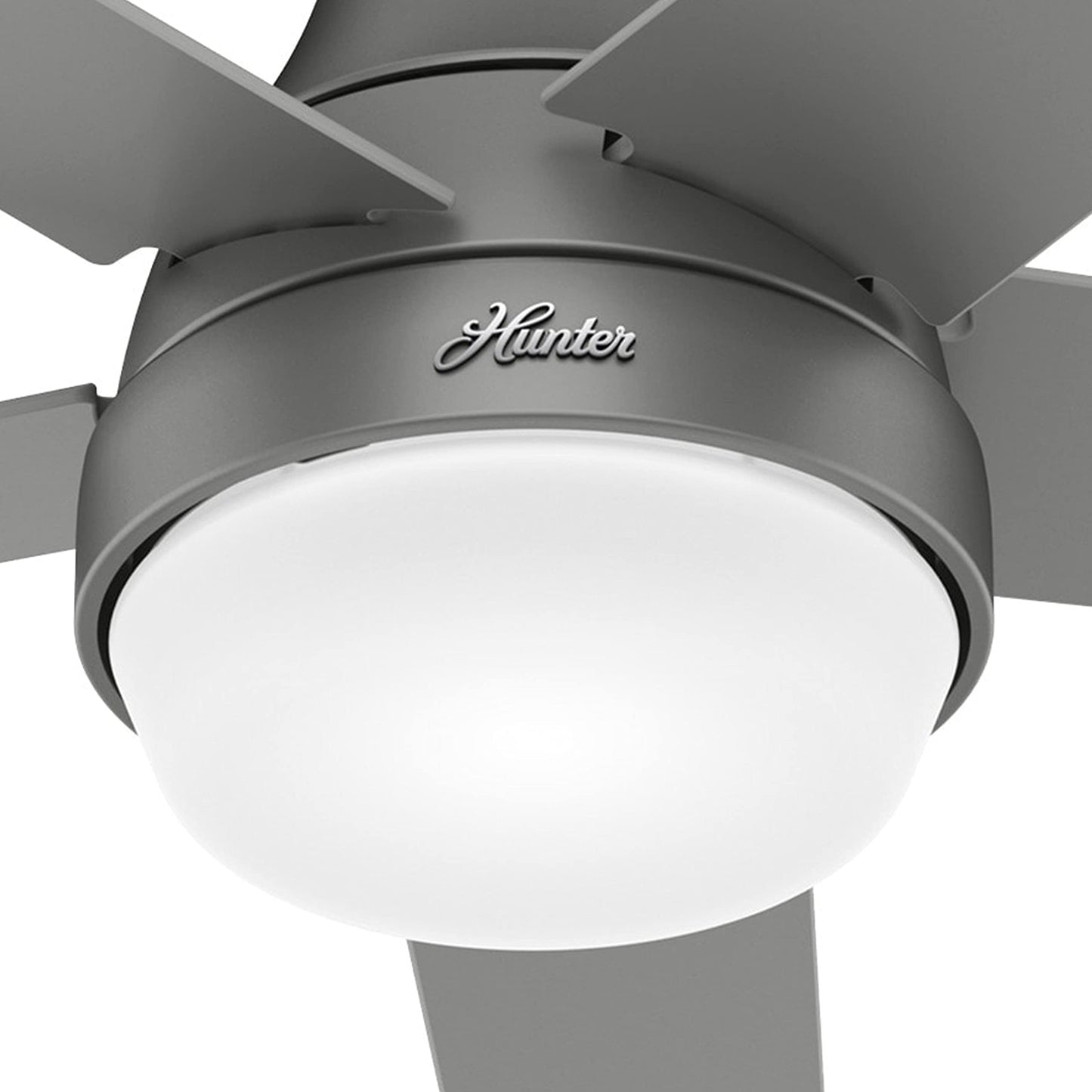 Hunter Fan 52 inch Contemporary Matte Silver Indoor Ceiling Fan with Light and Remote Control (Renewed)