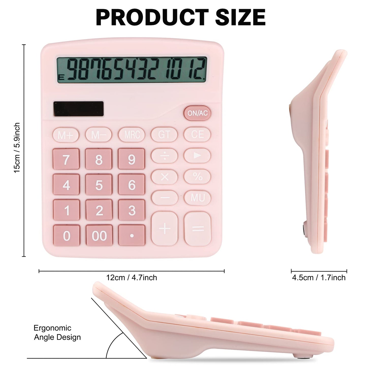 Desk Calculator, Envysun 12-Digit LCD Display Office Calculator - Dual Power, Compact and Lightweight, Easy-to-Read Display, Durable for Business