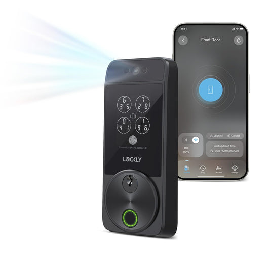 Lockly Visage Zeno Series Smart Lock, Facial Recognition & Fingerprint Keyless Entry Door Lock, Built-in Wi-Fi Deadbolt with Apple Home Key, PIN Genie
