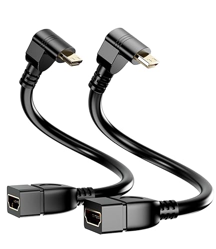 BERLAT 15CM High Speed 90 Degree Mini HDMI Left-Toward Male to HDMI Female Cable Adapter Connector Supports Full HD 4K 1080P 3D Player,(6.0in