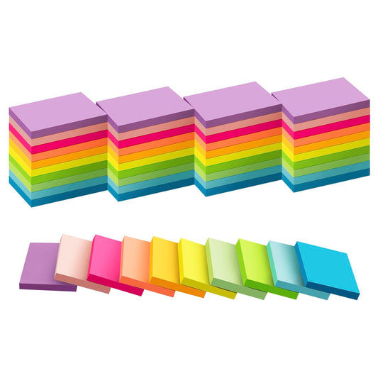 (50 Pads) Sticky Notes 1.5x2, 10 Colors Self Sticky Notes, Sticky Pads