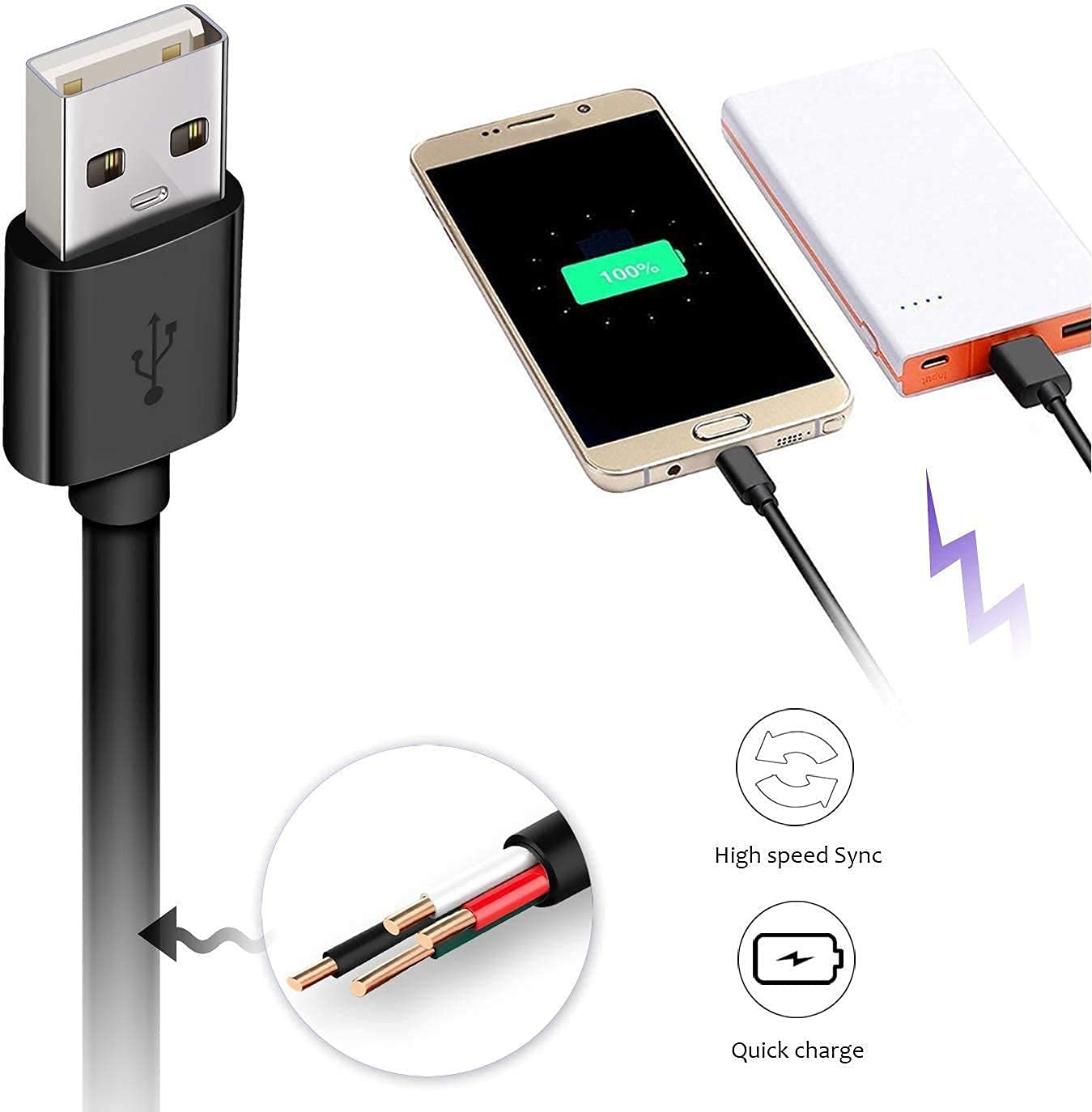 DEEGO Micro USB Cable, 2Pack Extra Long Android Charger Cable 10Ft 6Ft, Charger Cord Fast Android USB Charging Cable Compatible with Samsung Galaxy S7
