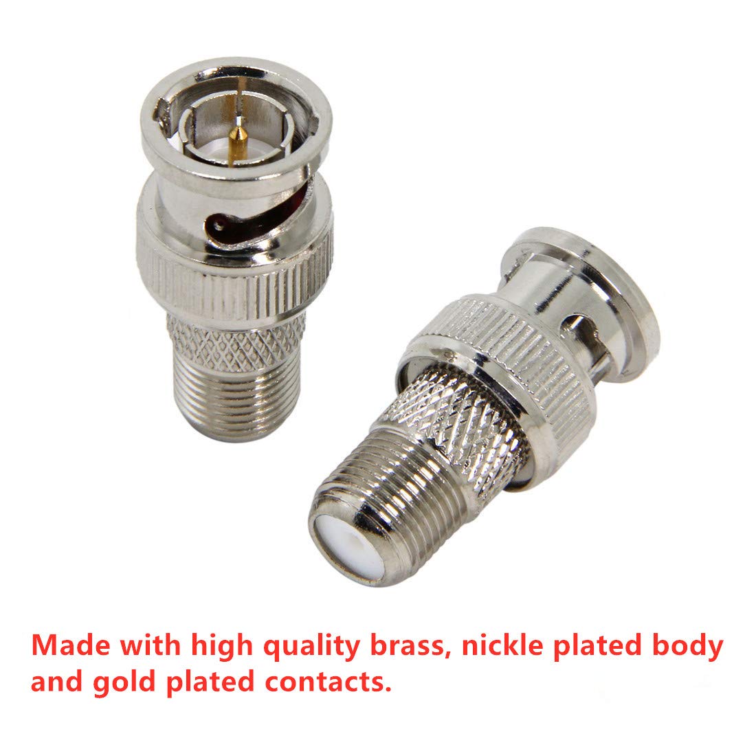 RFAdapter BNC to F Female, 10-Pack BNC Male to F Female Coax Connector Coupler, RG6, RG59 Coaxial Adapter for Scanner, Security Camera