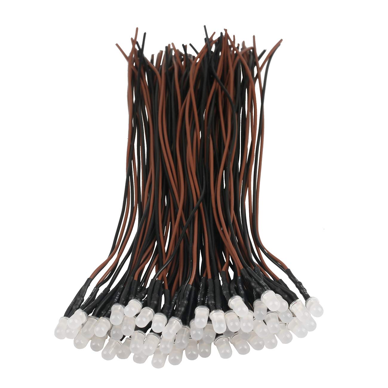 EDGELEC 50pcs 12 Volt 5mm Warm White LED Lights Emitting Diodes, Pre Wired 7.9 Inch DC 12V LED Light Diffused Colored Lens Small LED Lamps