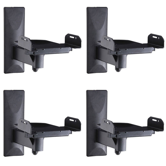 VideoSecu 4 Packs Side Clamp Grip Bookshelf Speaker Wall Mount with Tilt and Swivel MS56BK M90