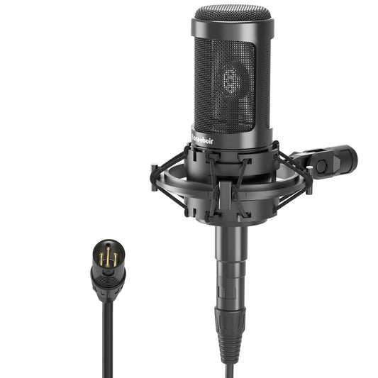 Borenbuir Mic for Asmr, for Audio Interface Cardioid Condenser Microphone XLR, Studio Recording microfono condensador with Shock mounts and Microphone