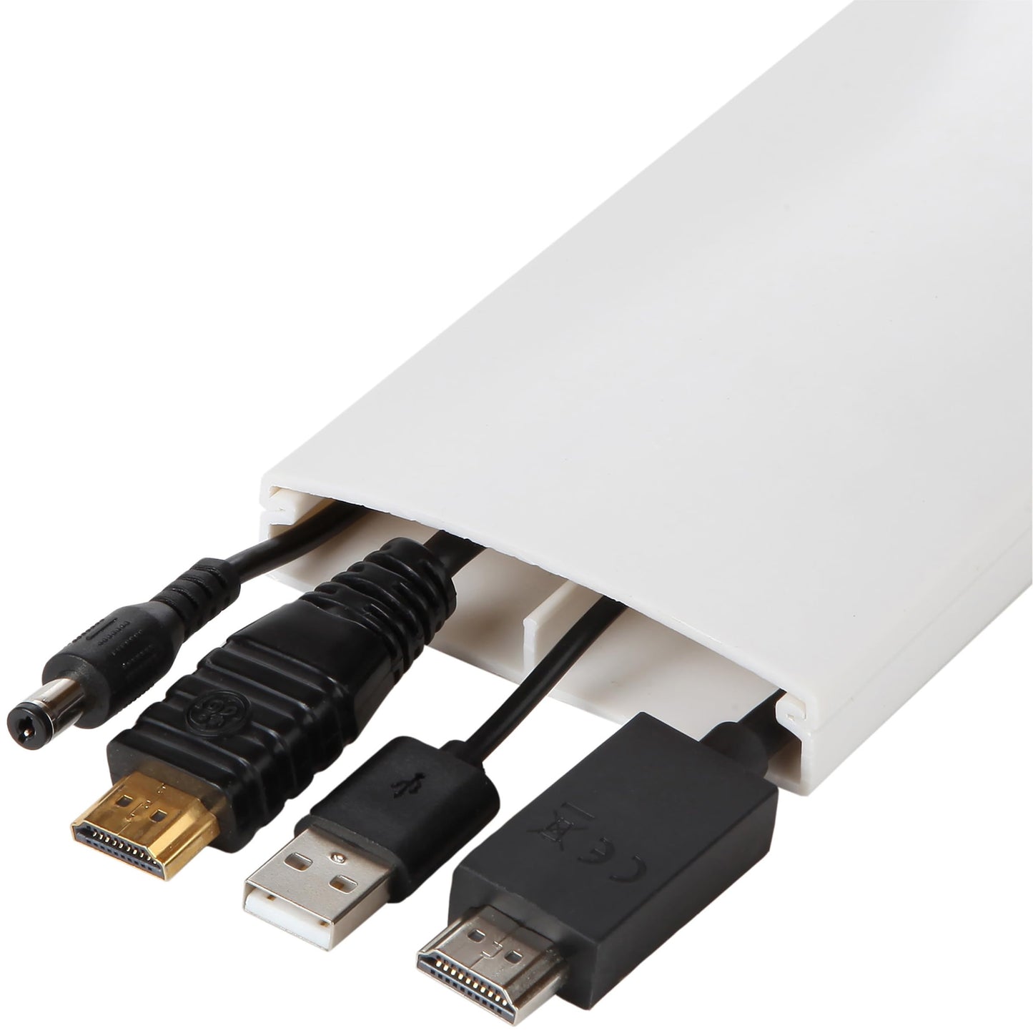 Set of Five 16-Inch Cord Covers - 80-Inch Total On-Wall Cable Management Kit for Wall-Mounted TV or Computer Cables by Simple Cord (White)