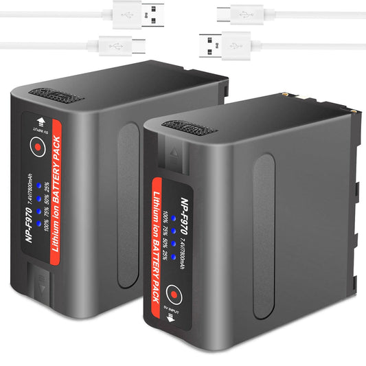 2 Pack 7800 mAh NP-F970 Rechargeable Battery with Type-C Charging Port,Battery Power LED Indicators for Sony Camera Handycam Camcorder Led Video Light