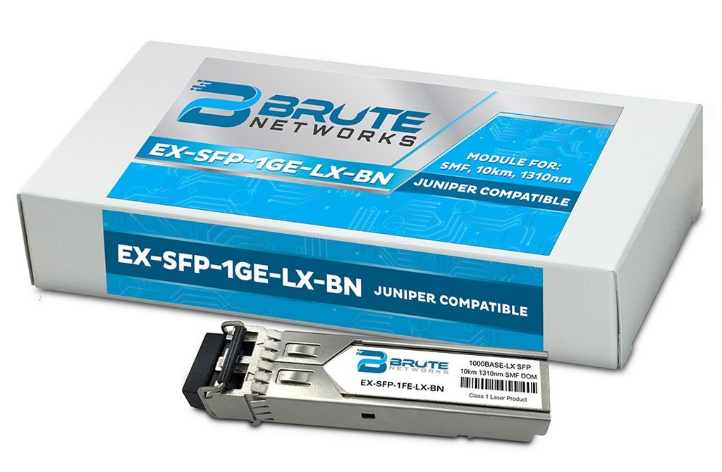 Brute Networks EX-SFP-1GE-LX-BN - 1000BASE-LX 10km SMF 1310nm SFP Transceiver (Compatible with OEM PN# EX-SFP-1GE-LX)