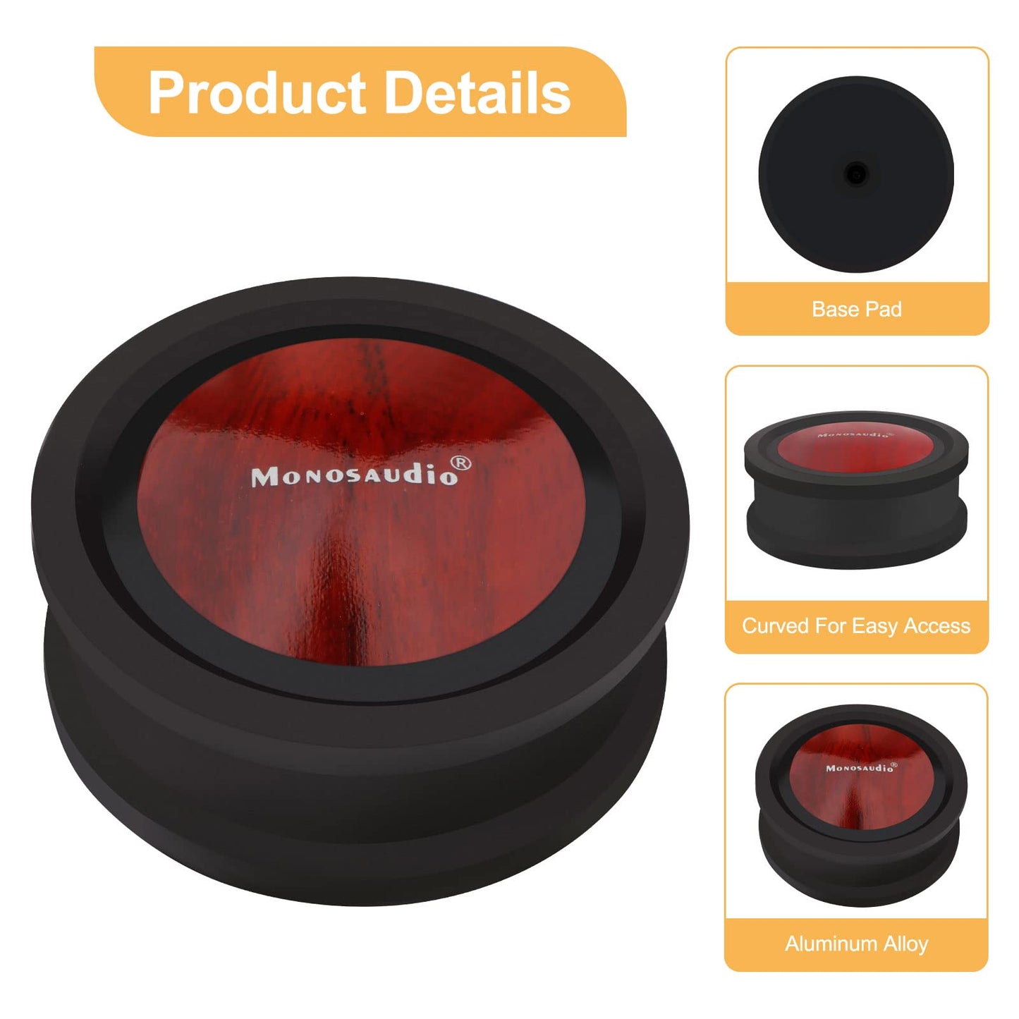 Monosaudio Record Weight - 290G Audiophile Turntable Weight Aluminum Alloy Red Wood with Soft Base Pad for Vinyl HiFi LP Turntable Record Player
