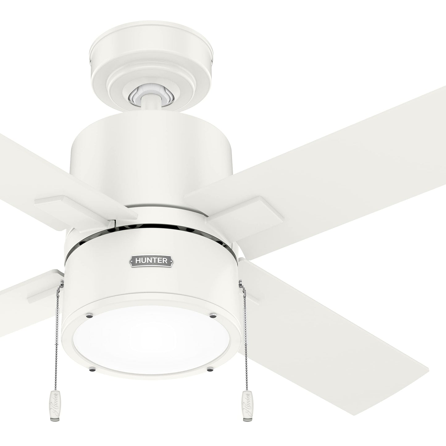 Hunter Fan 42 Inch Casual Fresh White Finish Indoor Ceiling Fan With LED Light Kit and Pull Chain (Renewed)