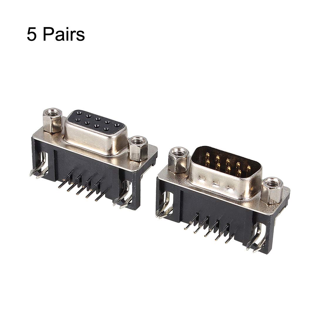 uxcell 5 Pairs RS232 Serial DB9 DB-9 9-Pin Male & Female Connector Jack Socket