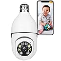 1080p Light Bul b Security Camera Wireless Outdoor, Light Socket Security Camera Color Night Vision, Lightbulb Camera WiFi Outdoor with Motion Auto