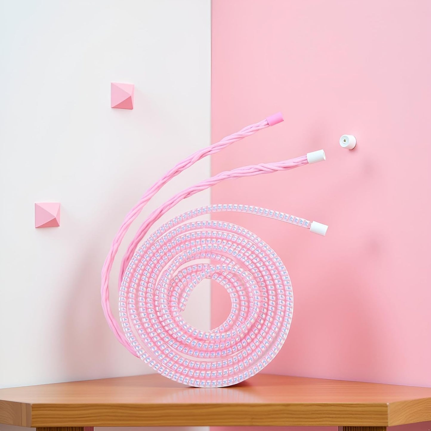 4Pcs Pink Spiral Cable Protecto Animal Proof Wire Repair, Cord Protector for Pets Headphone Saver Spiral Cable Wrap Strain Relief, Cord Sleeve