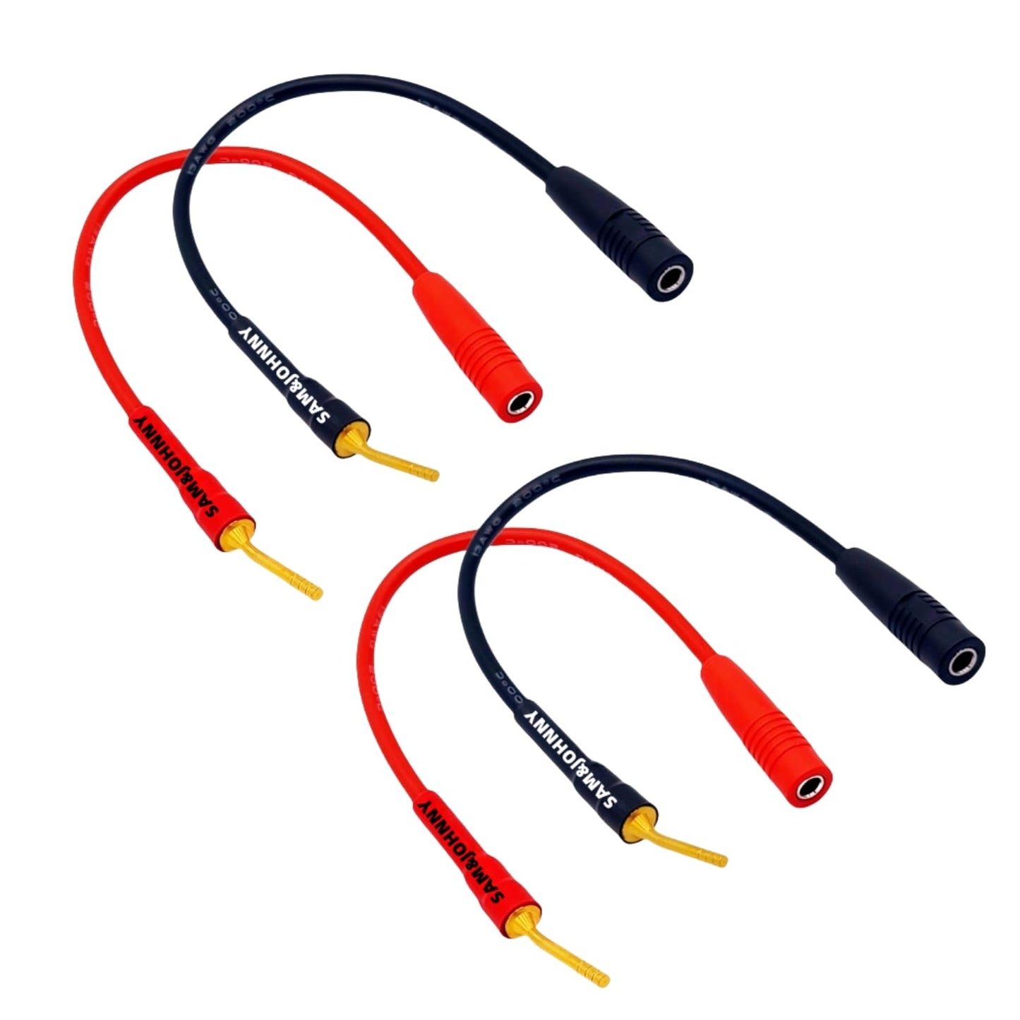 Sam&Johnny Banana Plug Adapter 4-Pack - Gold Plated Speaker Wire Connectors 2mm to 4mm for Amplifier Home Theater Audio Equipment