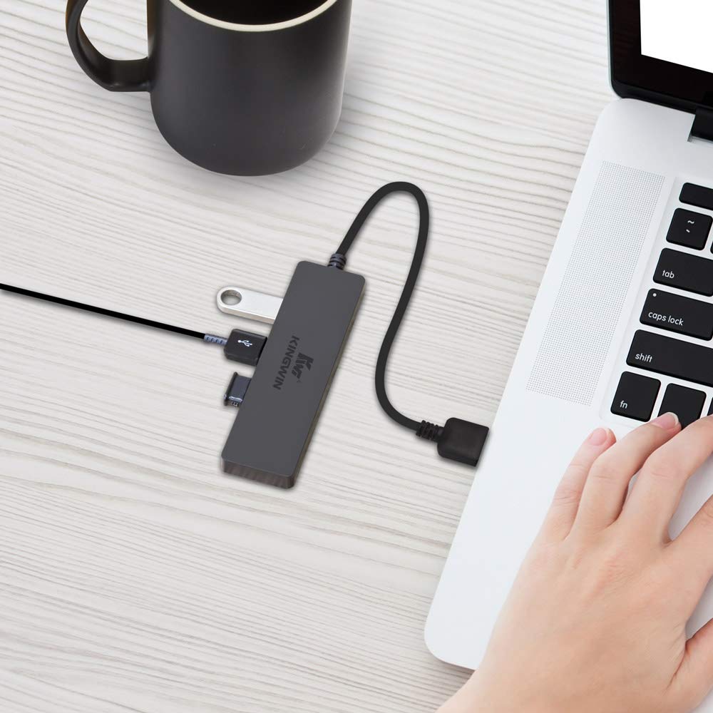 Kingwin USB Hub 4 Port USB 3.0 Data Hub for Mobile SSD, MacBook, Mac Pro/ Mini, iMac, Chromebook, Surface Pro, USB Flash Drives, Notebook PC, XPS