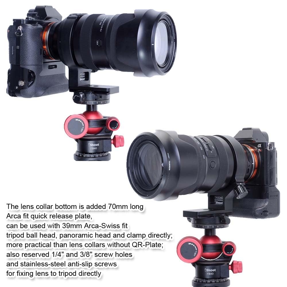 iShoot Metal Tripod Mount Ring Lens Collar Compatible with Tamron 50-400mm f/4.5-6.3 Di III VXD A067, Lens Support Holder Bracket Bottom is Arca-Swiss