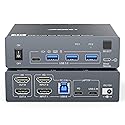 KVM Switch 2 Monitors 1 Laptop 1 Desktop 4K@60Hz, Dual Monitor KVM Switch Docking Station with 4 USB 3.0 Port for USB Peripherals, 80W PD Charging