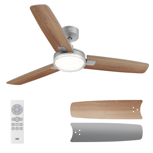DREO Ceiling Fan with Lights, Quiet DC Motor, 20db,Quick-Install, Powerful Airflow, 6 Speeds with Remote, Reversible, 6-Level Dimmable, 5CCT, Grey