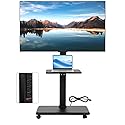 Mobile TV Stand - Rolling TV Cart with Power Outlet?Mobile TV Cart for 32-70 inch TVs up to 88 lbs, Height Adjustable Portable TV Stand on Wheels