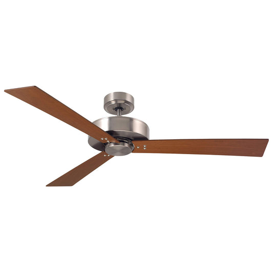 Luminance kathy ireland HOME Keane 52 Inch Ceiling Fan, Brushed Steel | Modern Design with 4-Speed Wall Control | 3 Reversible Wood Blades in Cherry
