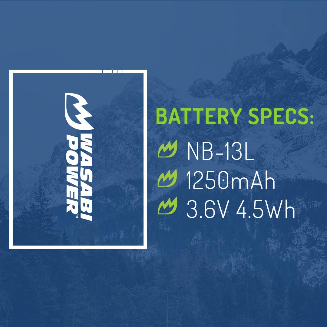 Wasabi Power NB-13L Battery for Canon PowerShot G1 X Mark III, G5 X, G7 X, G7 X Mark II, G9 X, G9 X Mark II, SX620 HS, SX720 HS, SX730 HS, SX740 HS