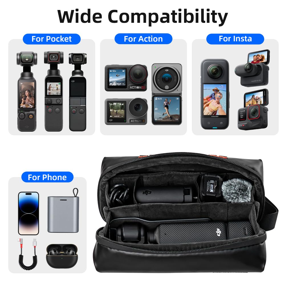 SUREWO Carrying Bag for DJI Osmo Pocket 3,Portable Storage Carry Case with Hand Strap for DJI Osmo Pocket 3 Creator Combo Accessories