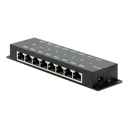 PoE Texas 8-Port Passive Midspan PoE Injector with 48V 120W Power - Network Switch Upgrade for IP Cameras, VoIP Phones, WiFi Access Points - IEEE