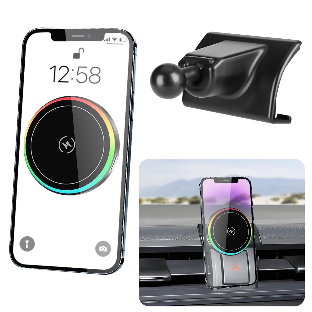 LUNQIN Car Magnetic Phone Mount for Toyota GR86 2022-2026 and Subaru BRZ 2022-2026 Auto Interior Accessories Best Cellphone Holder Fast 15W Wireless