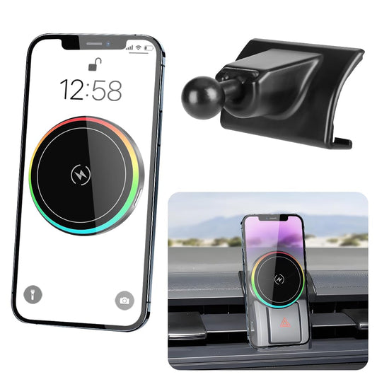 LUNQIN Car Magnetic Phone Mount for Toyota GR86 2022-2026 and Subaru BRZ 2022-2026 Auto Interior Accessories Best Cellphone Holder Fast 15W Wireless