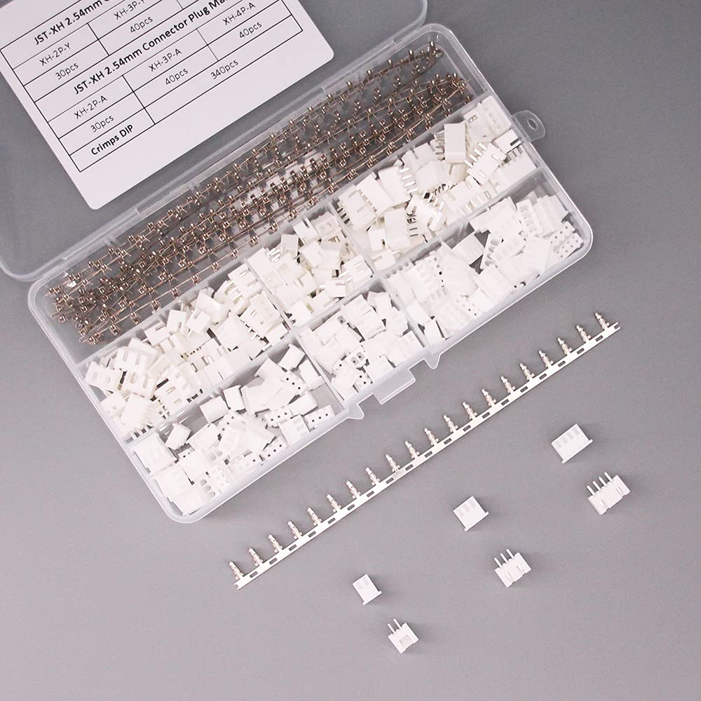 RFaha 560pcs JST-XH Connector Kit 2.54mm 2/3/4 Pin Female Header Plug JST XH Adapter Housing Cable Socket Male Female Crimp DIP Kit(XH#2-4)