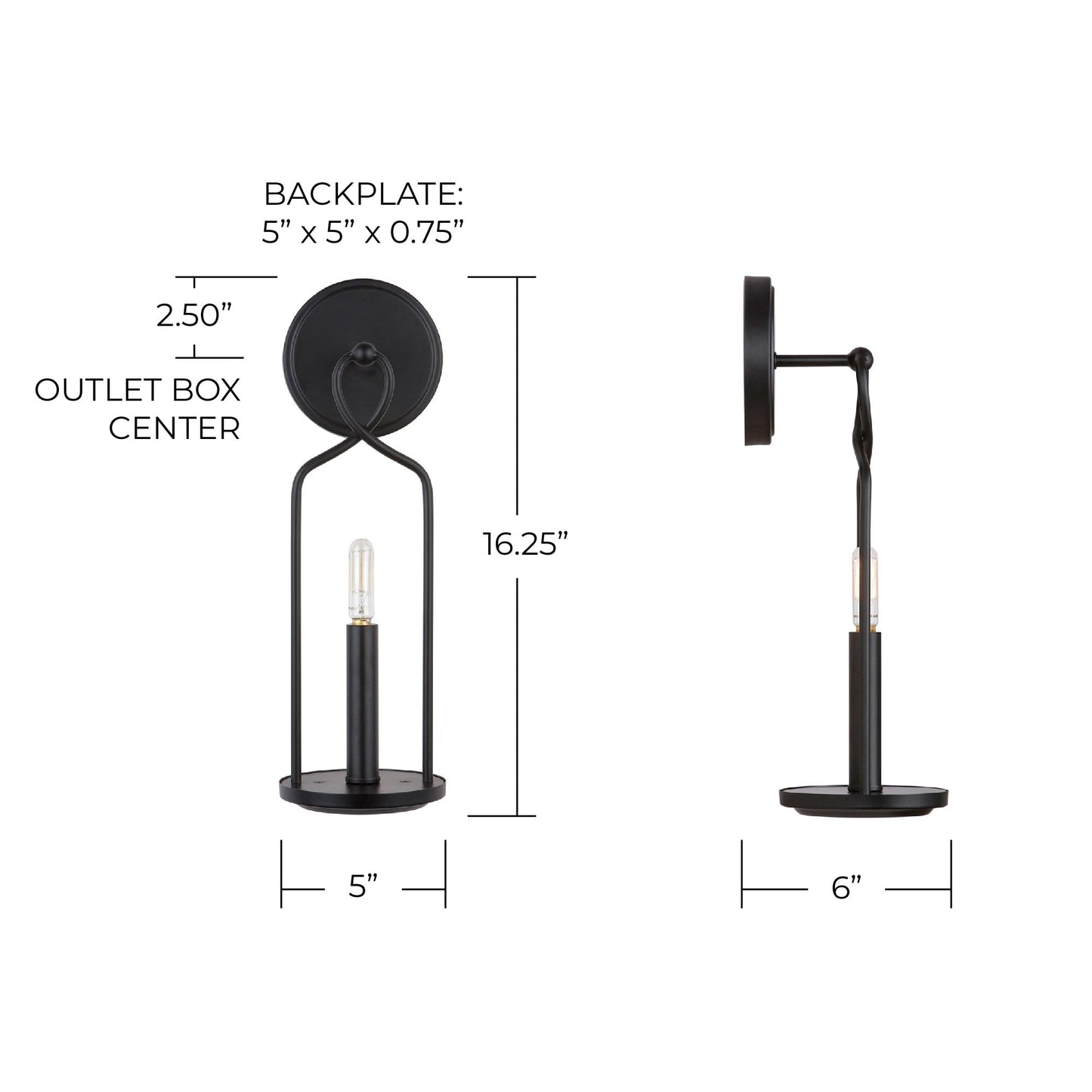 Capital Lighting 631611MB Sonnet Bold Colonial Candlelight Wall Sconce, 1-Light 60 Watt, 16" H x 5" W, Matte Black