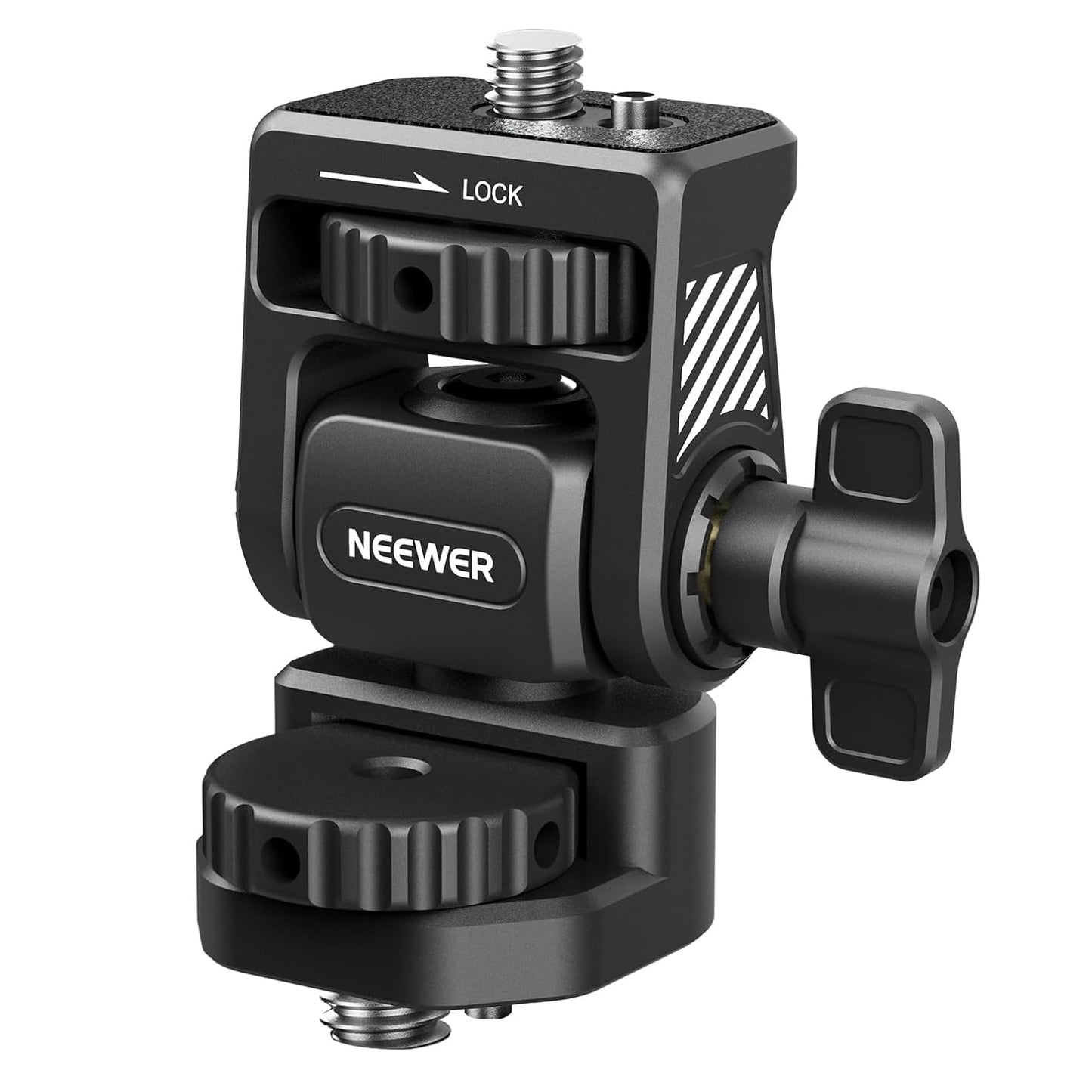 NEEWER Camera Field Monitor Mount Holder Bracket, 360° Swivel 180° Tilt Adjustable with 1/4" & 3/8" Screw Anti Twist Compatible with Atomos Ninja 5"