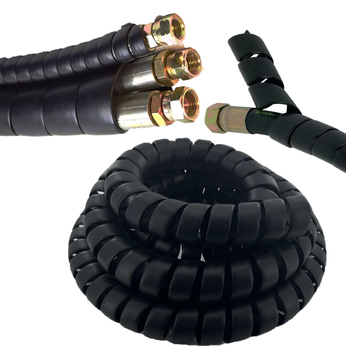 Spiral Wrap Cable Protector Pre-Cut Lengths - Safe Hose Protector to Avoid Wear and Extend Life for Hydraulic Pneumatic Hoses (1.25" OD x 10')