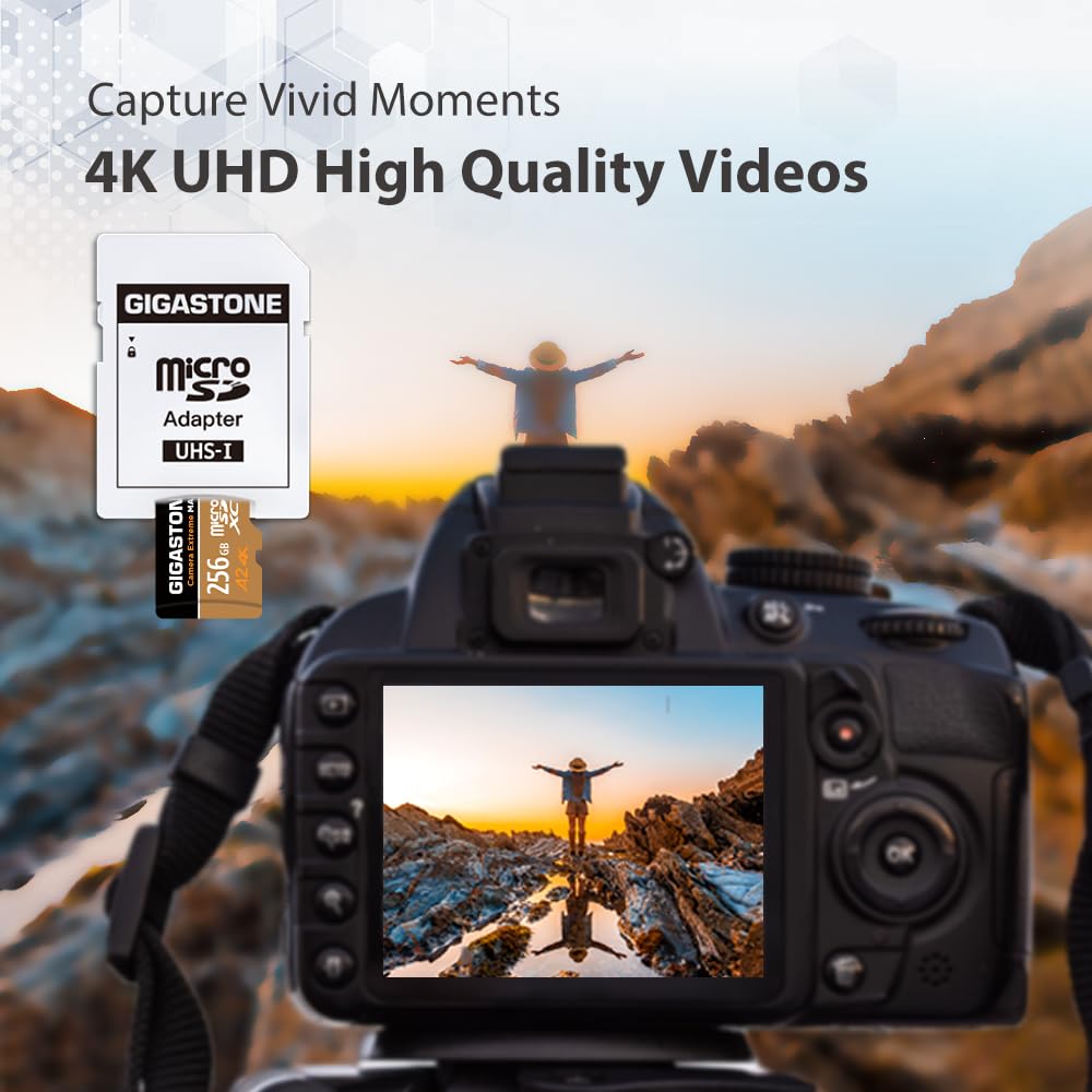 ?5-Years Data Recovery? GIGASTONE 256GB Micro SD Card, 4K Camera Extreme MAX Series Speed Up to 160MB/s, Compatible with, Gopro, DJI, REDTIGER Rove