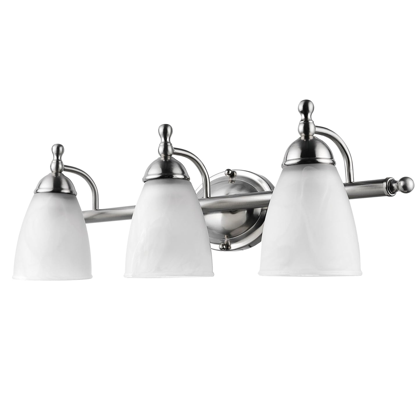 Globe Electric 50783 23" 3-Light Vanity Light, Satin Nickel, Alabaster Glass Shades, Beauty Room Accessories, Bathroom Lights Over Mirror, Makeup