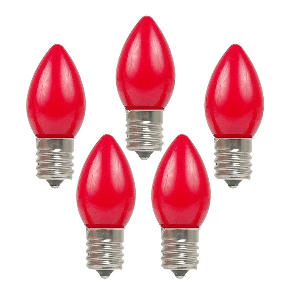 Novelty Lights 25 Pack C9 Ceramic Style LED Christmas Lights, Opaque Red