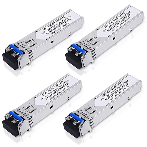 4Pack 1.25G SFP LC Module 1000Base-LX(SMF,1310nm,20km,DDM) Single-Mode Transceiver for Cisco GLC-LH-SMD,Ubiquiti UniFi,Meraki