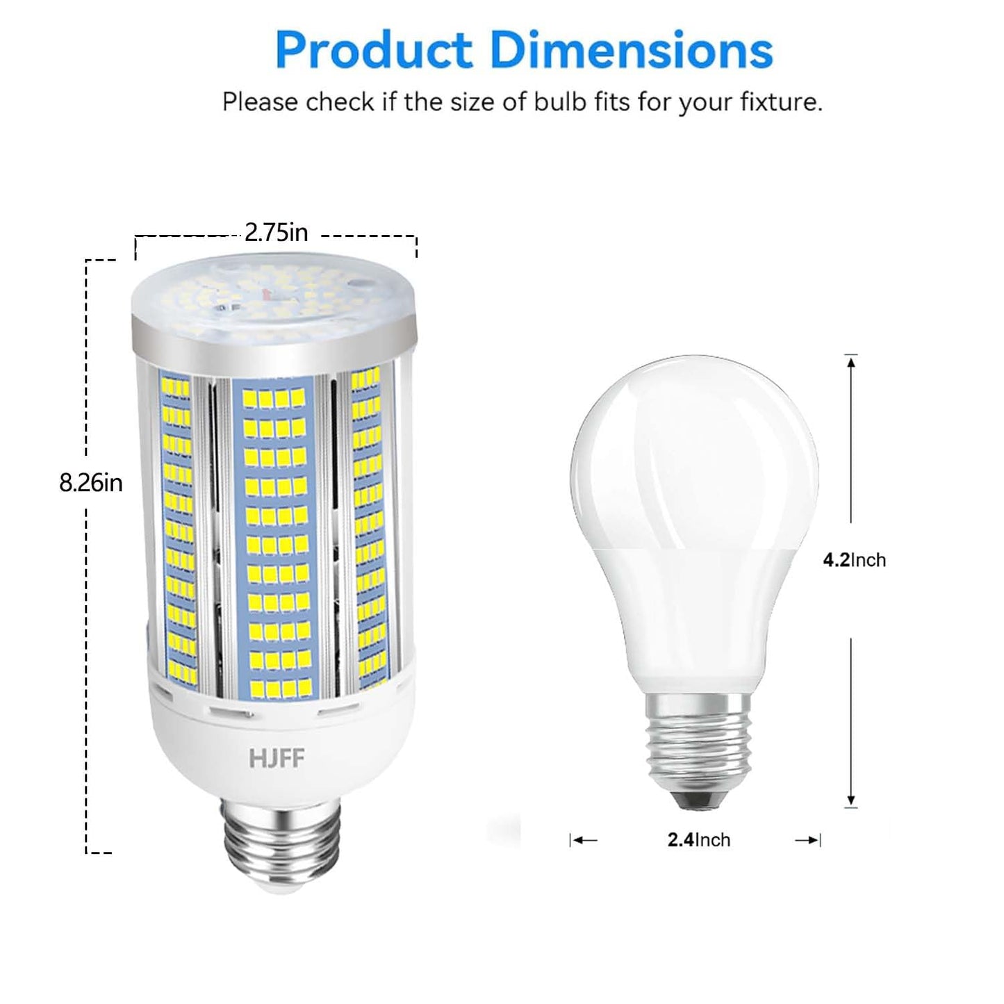HJFF Led Light Bulb 500W Equivalent 7500 Lumen 5000K Waterproof E26/E27 Medium Base 60W led Bulb for Outdoor Indoor Lamp Area Garage Warehouse